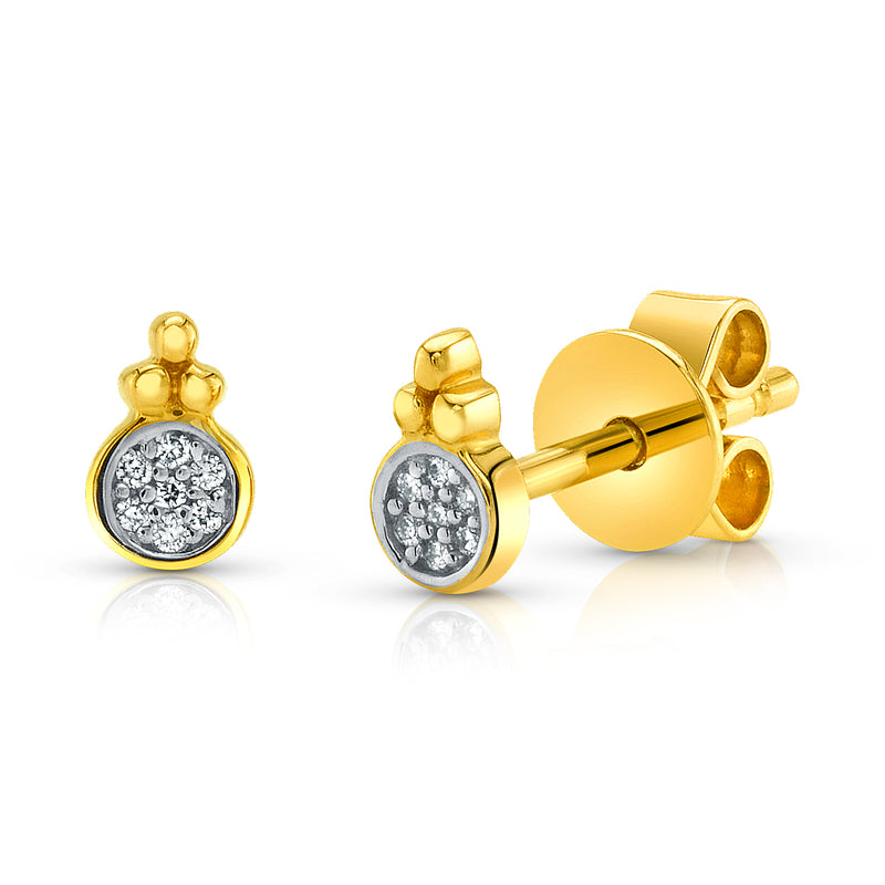 BEZEL SET DIAMOND DISC STUDS, 14kt GOLD