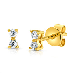 SMALL DOUBLE DIAMOND STUDS, 14kt GOLD