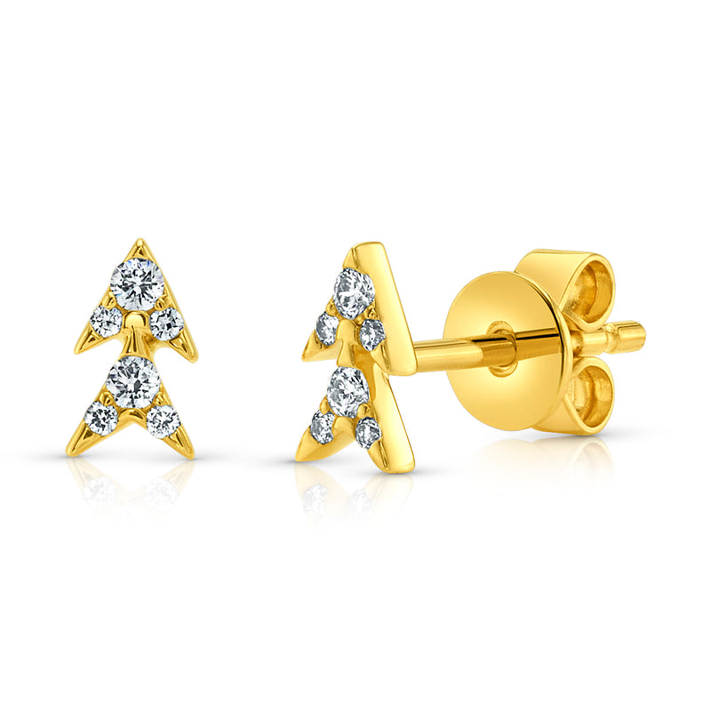 DOUBLE ARROW DIAMOND STUDS, 14kt GOLD