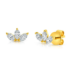 DIAMOND LOTUS STUDS, 14kt GOLD