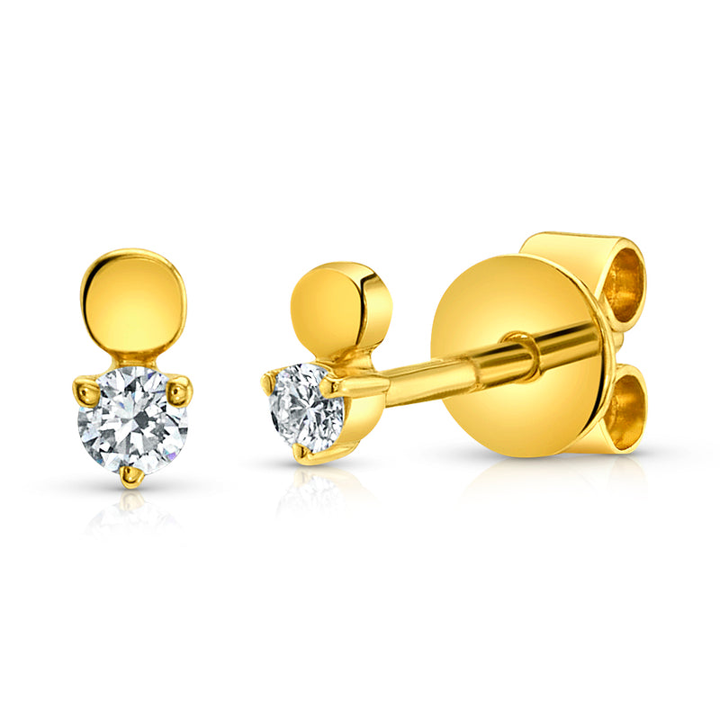 DIAMOND AND GOLD DISC STUDS, 14kt GOLD