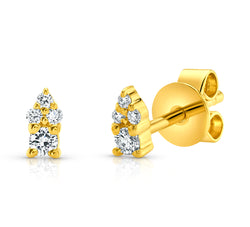 SMALL DIAMOND CLUTER STUDS, 14kt GOLD