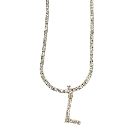 SIGNATURE TENNIS INITIAL NECKLACE, GOLD