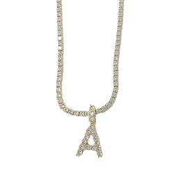 SIGNATURE TENNIS INITIAL NECKLACE, GOLD