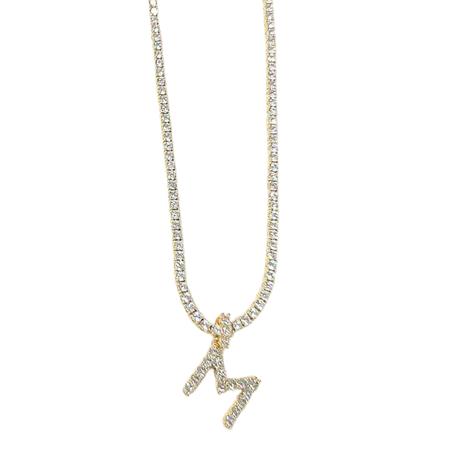 SIGNATURE TENNIS INITIAL NECKLACE, GOLD