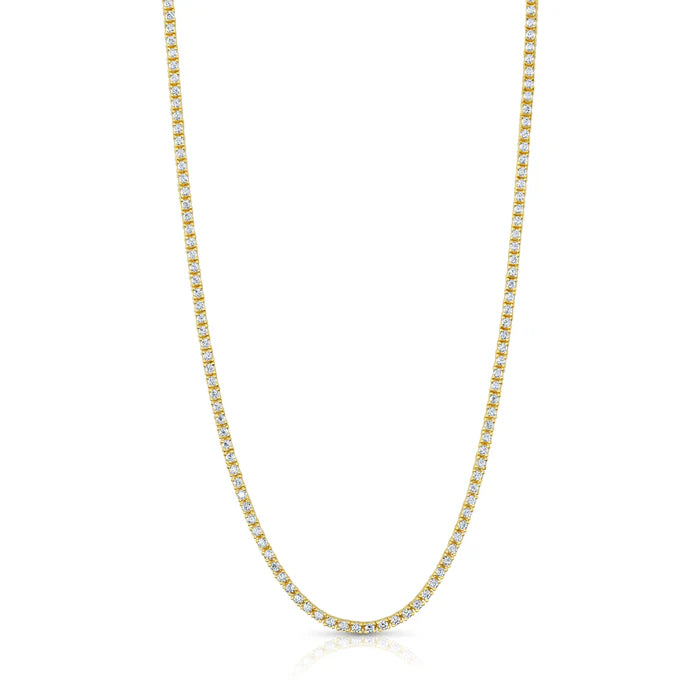 2MM TENNIS NECKLACE, GOLD BR