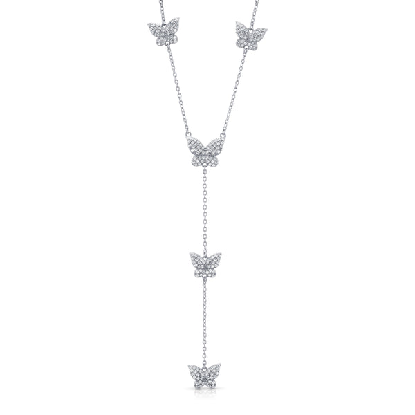 NEW BEGINNINGS BUTTERFLY LARIAT NECKLACE, SILVER