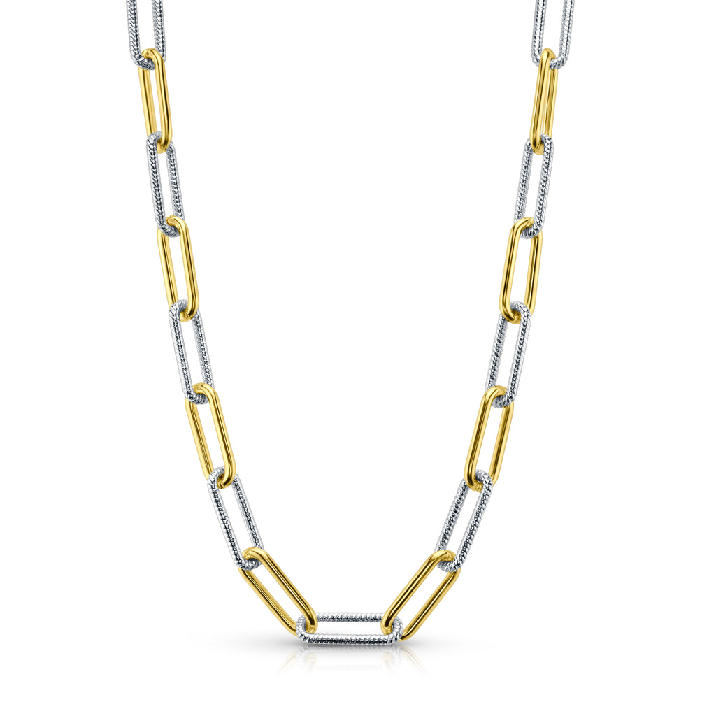 TWO-TONE LONG LINK NECKLACE, GOLD BR – JEN HANSEN display picture 3