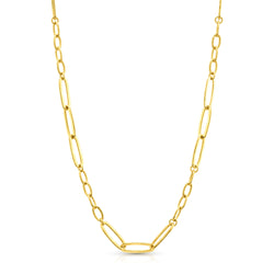 LONG AND SHORT OVAL LINK NECKLACE, GOLD