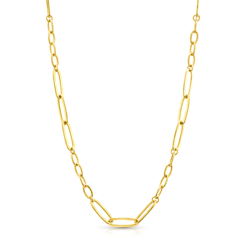 LONG AND SHORT OVAL LINK NECKLACE, GOLD