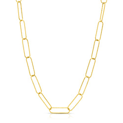 HAMMERED OVAL LINK NECKLACE, GOLD