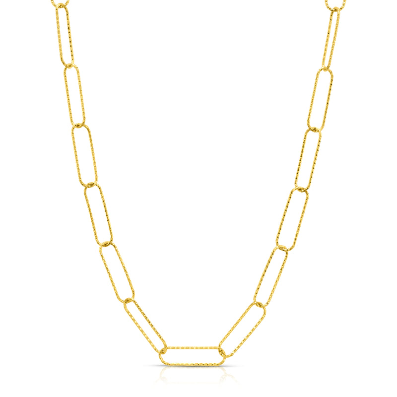 HAMMERED OVAL LINK NECKLACE, GOLD