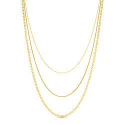 DELICATE TRIO 3 LAYER NECKLACE, GOLD