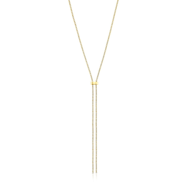 TENNIS LARIAT NECKLACE, GOLD