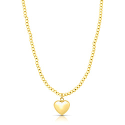 PUFFED HEART BALL NECKLACE, GOLD