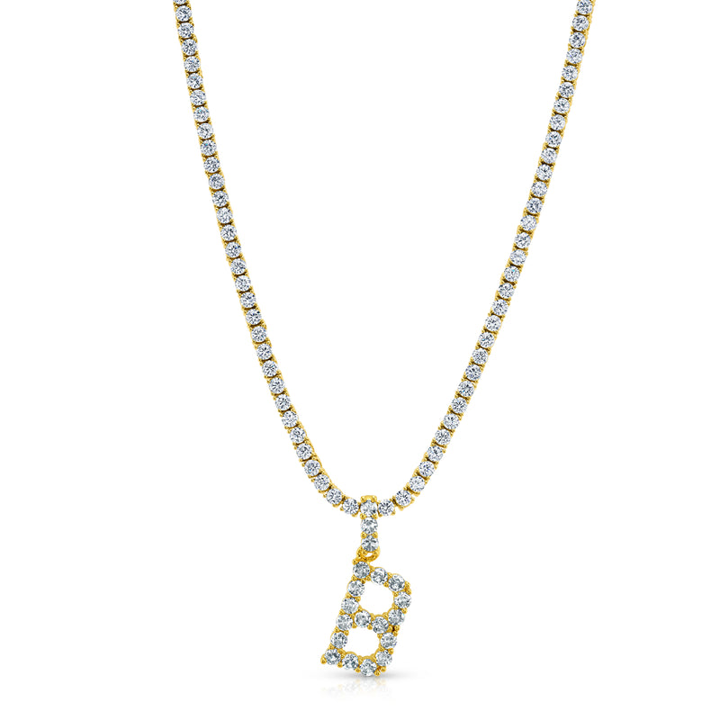 SIGNATURE TENNIS INITIAL NECKLACE, GOLD