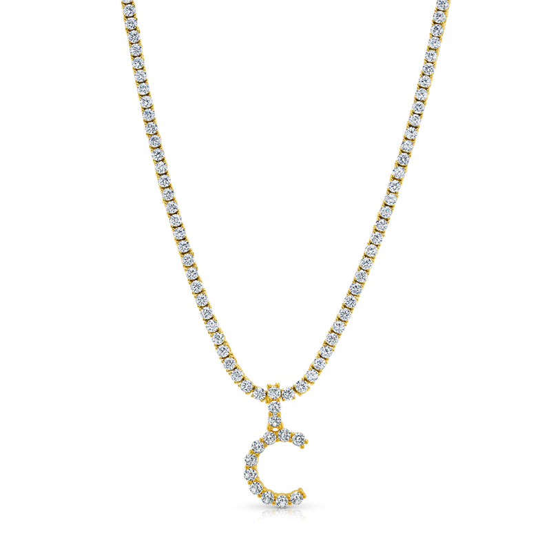 SIGNATURE TENNIS INITIAL NECKLACE, GOLD