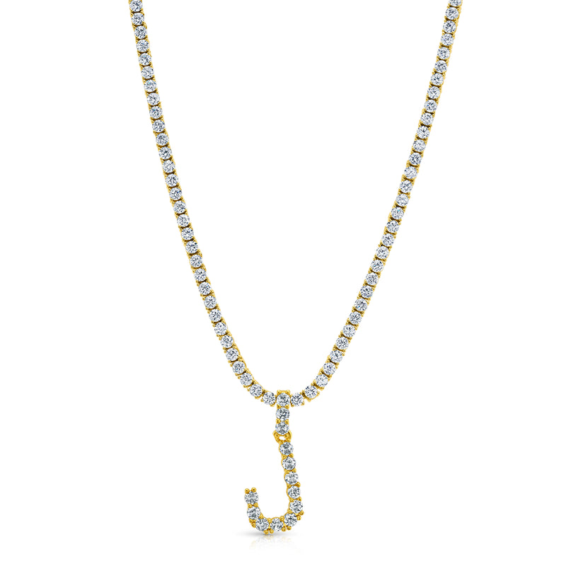 SIGNATURE TENNIS INITIAL NECKLACE, GOLD