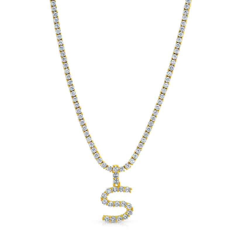 SIGNATURE TENNIS INITIAL NECKLACE, GOLD