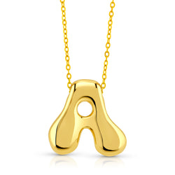 LARGE BUBBLE INITIAL NECKLACE, GOLD