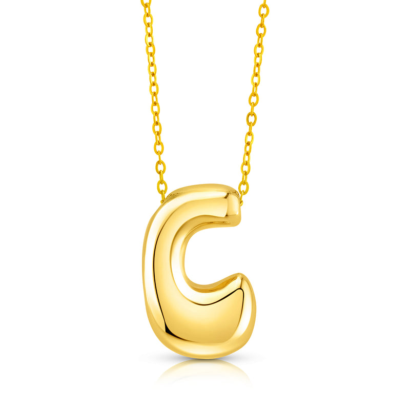 LARGE BUBBLE INITIAL NECKLACE, GOLD