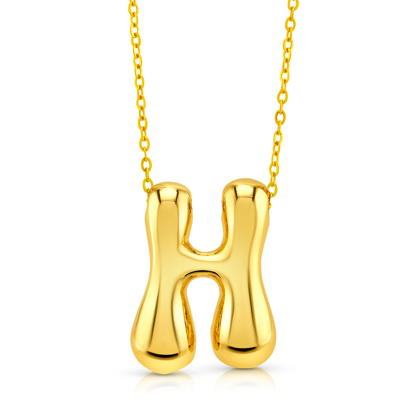 LARGE BUBBLE INITIAL NECKLACE, GOLD