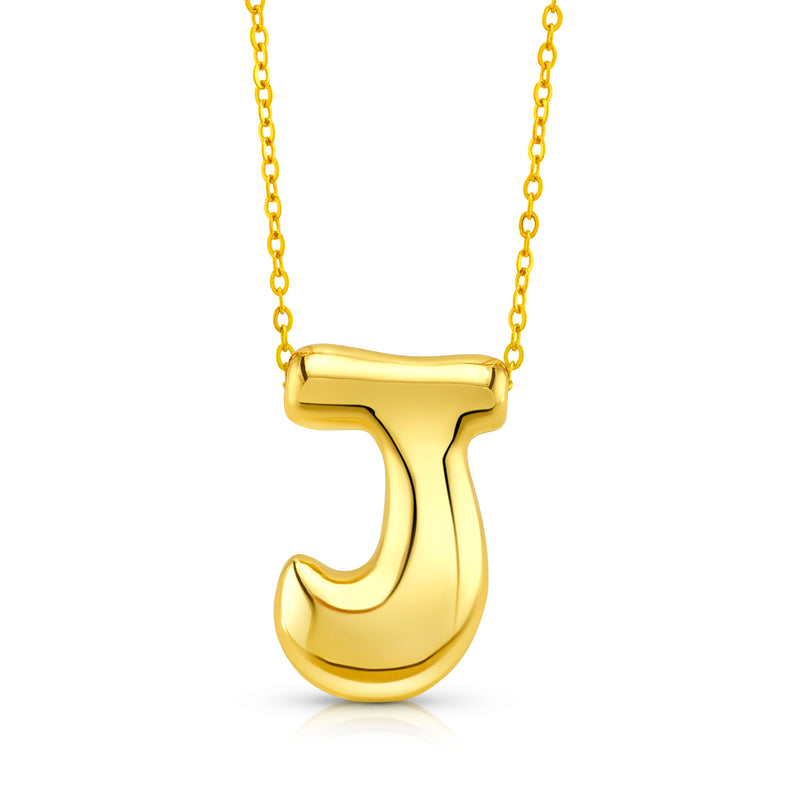 LARGE BUBBLE INITIAL NECKLACE, GOLD