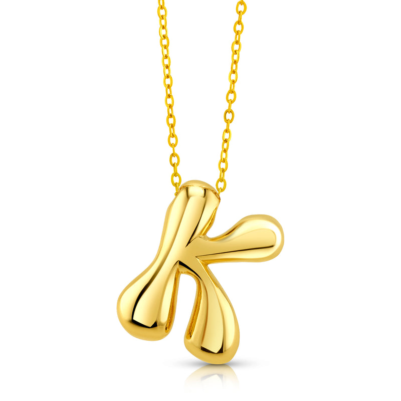 LARGE BUBBLE INITIAL NECKLACE, GOLD