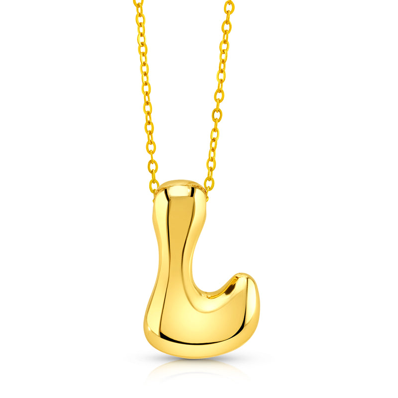 LARGE BUBBLE INITIAL NECKLACE, GOLD