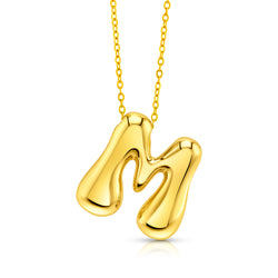 LARGE BUBBLE INITIAL NECKLACE, GOLD