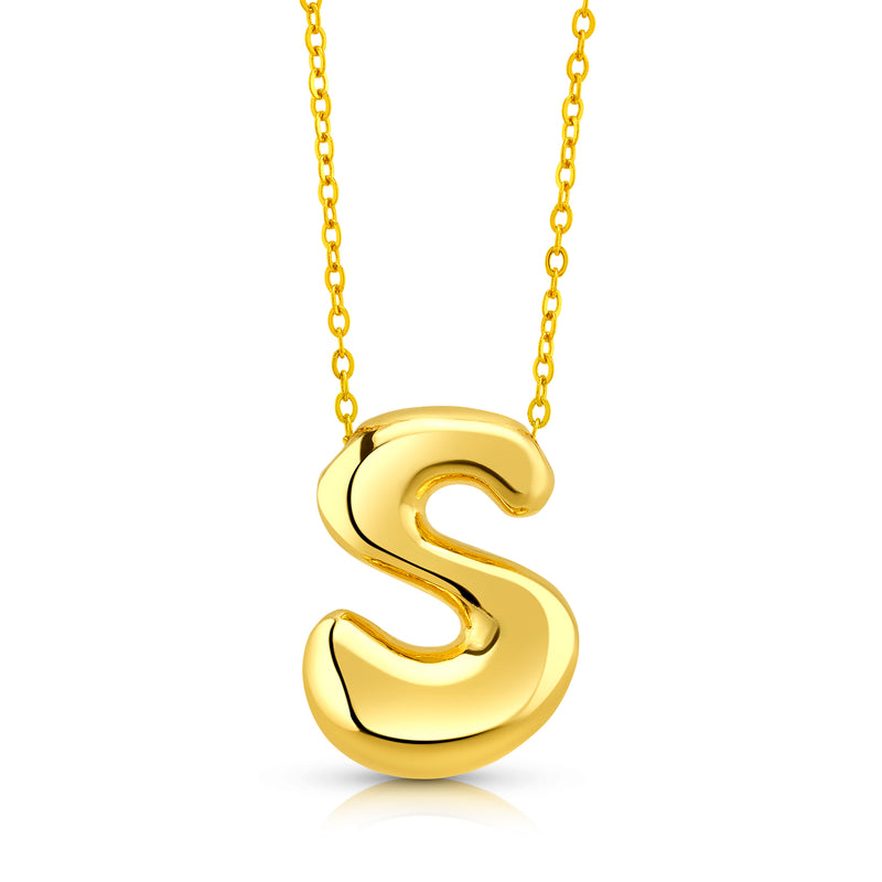 LARGE BUBBLE INITIAL NECKLACE, GOLD