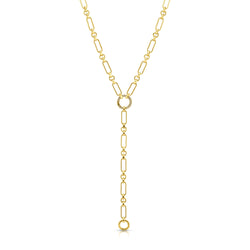 PAPERCLIP LONG AND SHORT CZ OPEN BAIL CHAIN, GOLD