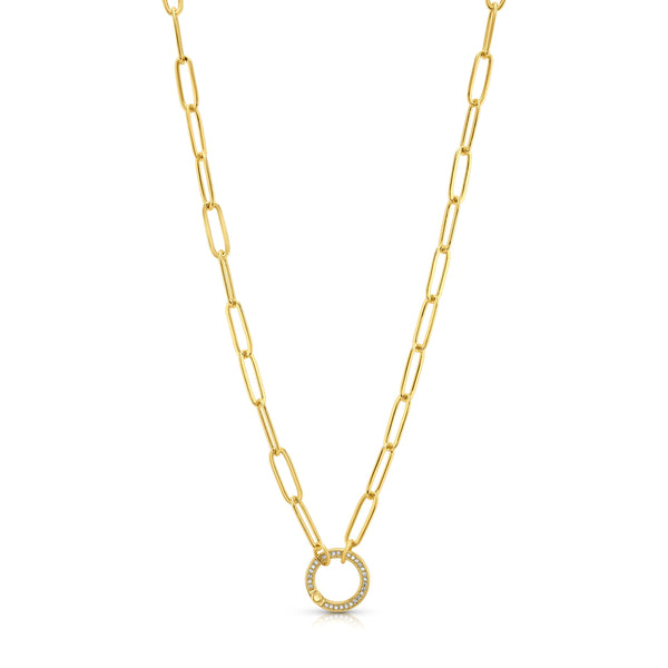 PAPERCLIP CZ OPEN BAIL CHAIN, GOLD