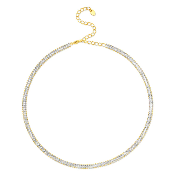 DAINTY BAGUETTE TENNIS NECKLACE, GOLD BR