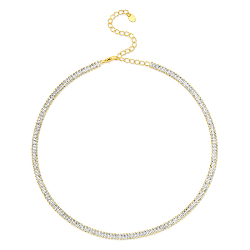 DAINTY BAGUETTE TENNIS NECKLACE, GOLD BR
