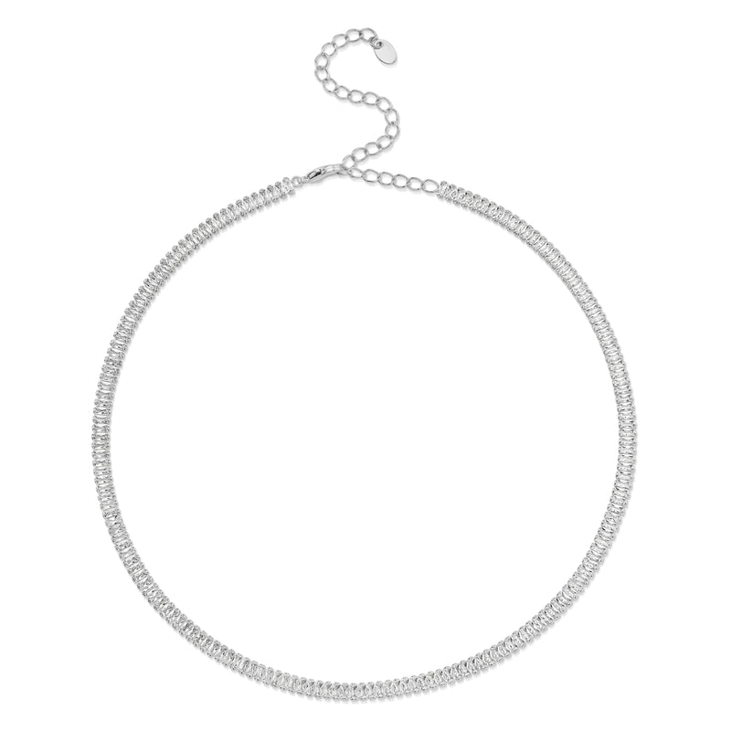 DAINTY BAGUETTE TENNIS NECKLACE, SILVER BR