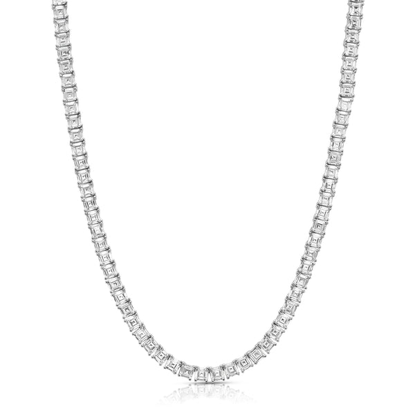 ASSCHER CUT TENNIS NECKLACE, SILVER BR