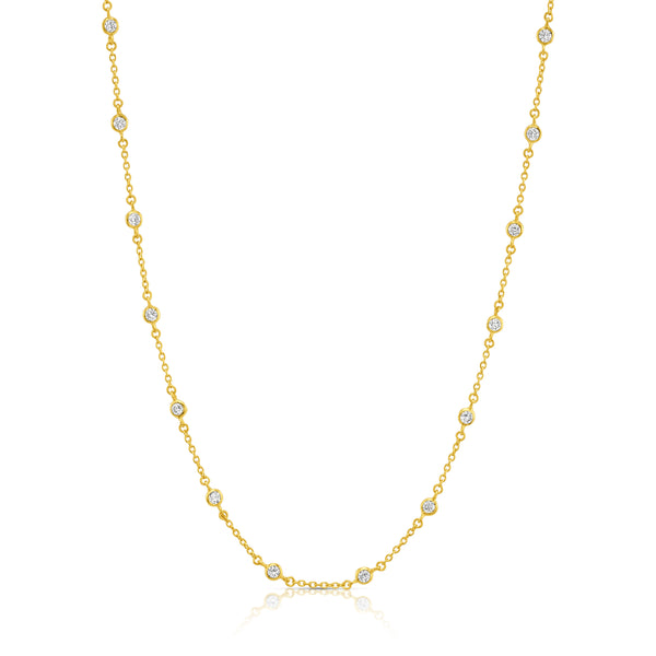 BEZEL STATION NECKLACE, GOLD