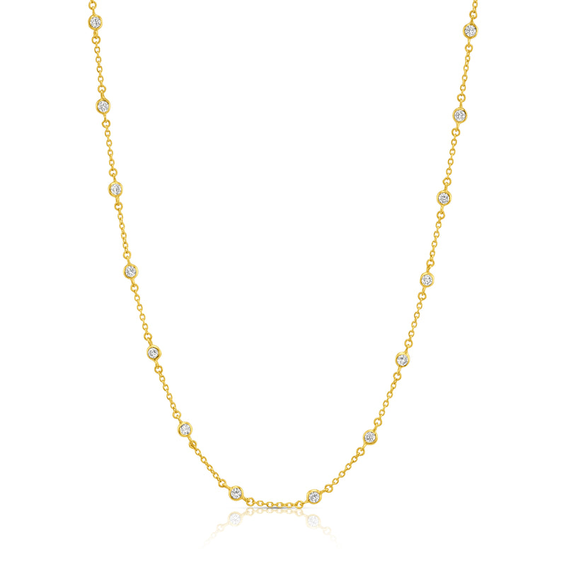 BEZEL STATION NECKLACE, GOLD
