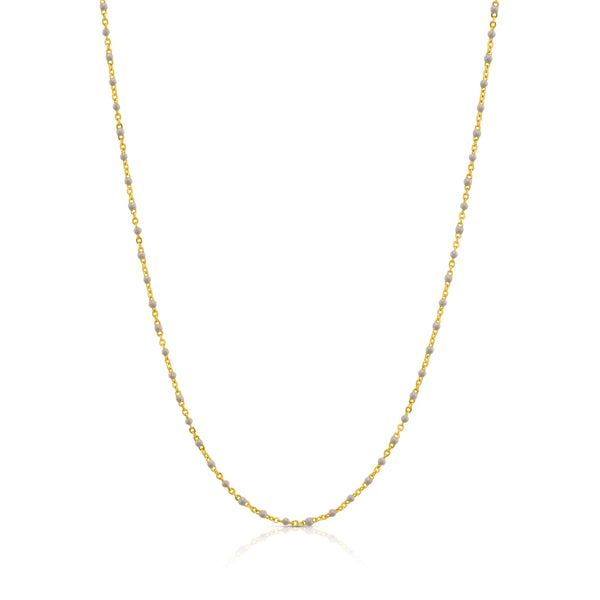 GREY ENAMEL BEAD SATELITE NECKLACE, GOLD BR