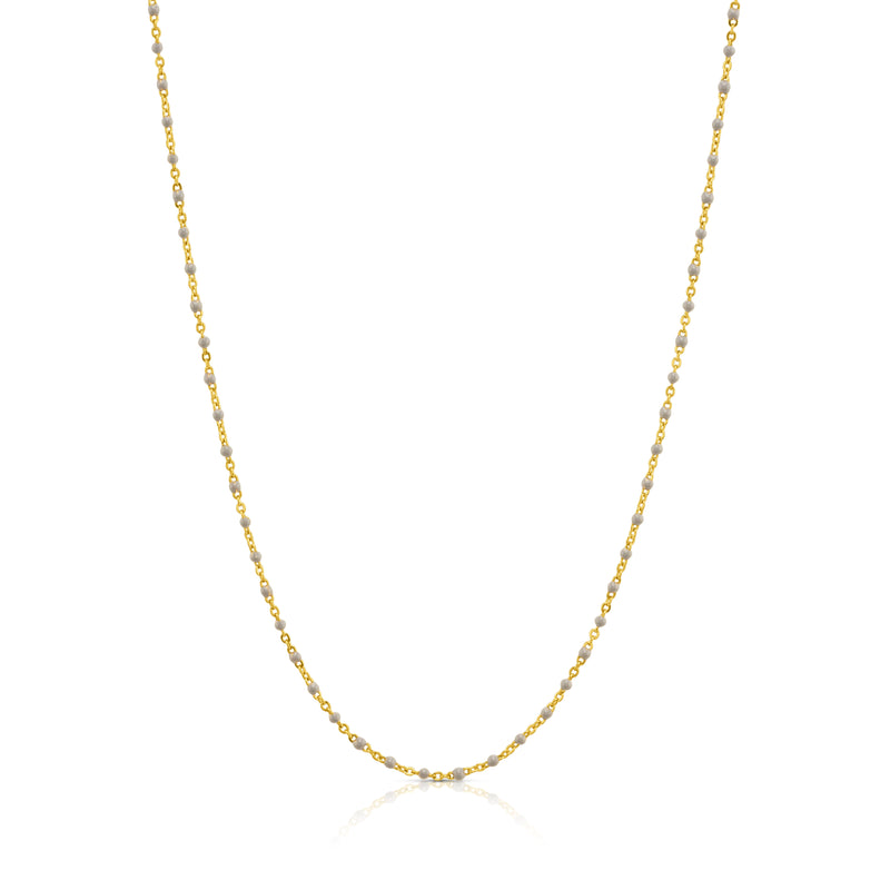 GREY ENAMEL BEAD SATELITE NECKLACE, GOLD BR