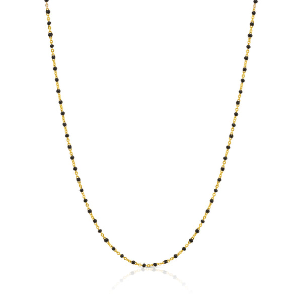 ONYX ENAMEL BEAD SATELITE NECKLACE, GOLD BR