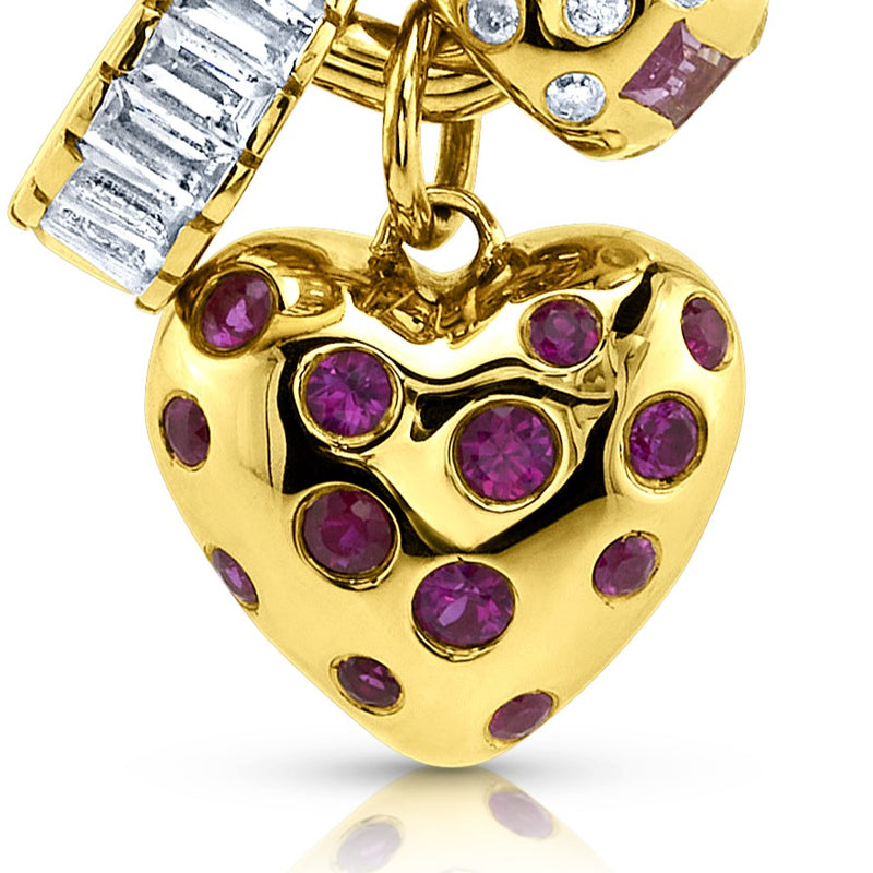 GEMSTONE HEART PENDANT, 14kt GOLD