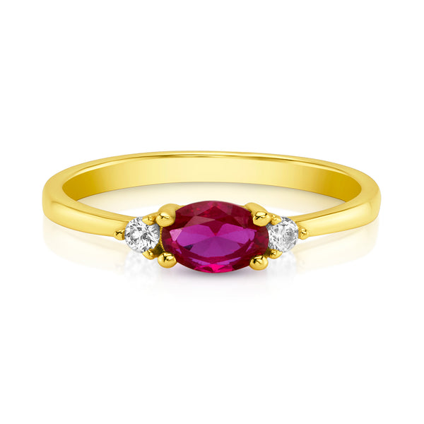 RED OVAL RING, GOLD