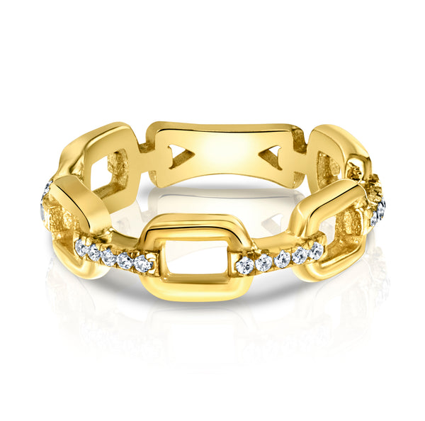 SQUARE LINK RING, GOLD