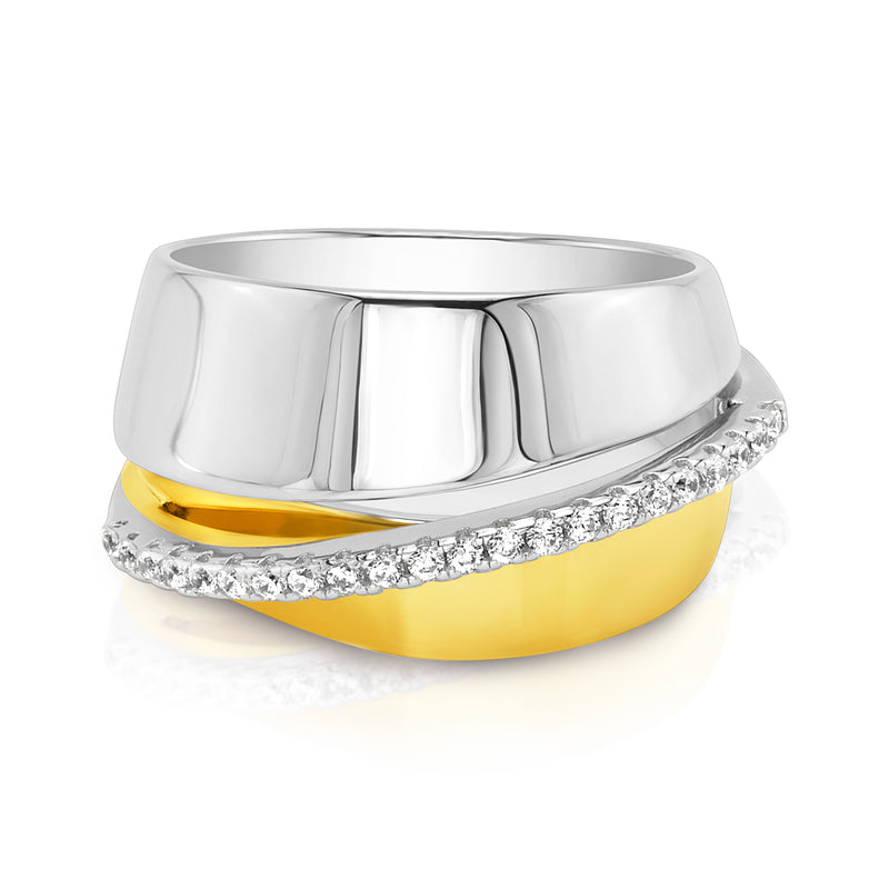TWO TONE ASCEND RING, GOLD