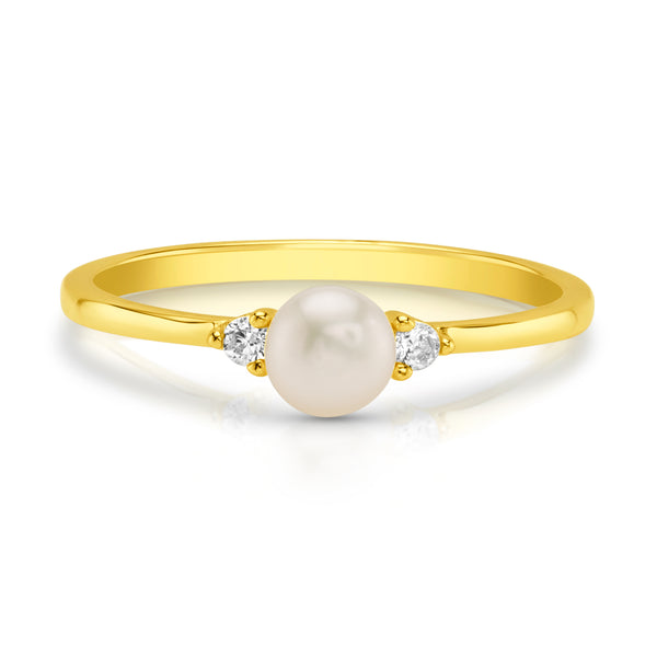 SOLITAIRE PEARL RING, GOLD