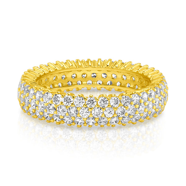 3 ROW BAND RING, GOLD