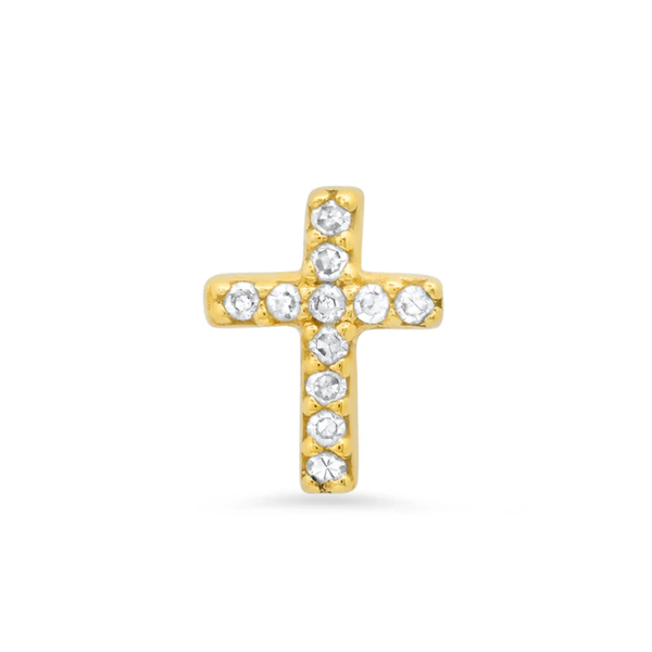 Single Cross Diamond Stud 14kt Gold