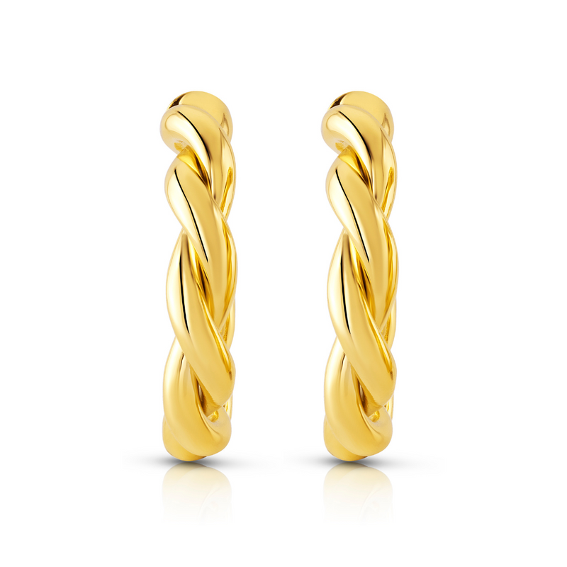 TWISTED HOOP EARRINGS, GOLD